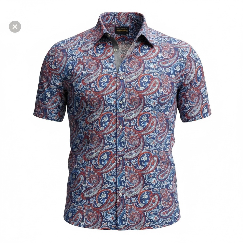 Cremieux Paisley Red White & Blue Button Down XXL